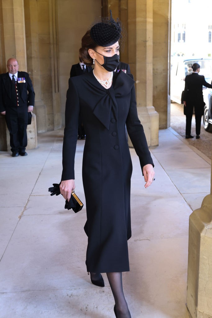 Kate de preto no funeral do duque de Edimburgo (Foto: Getty Images)