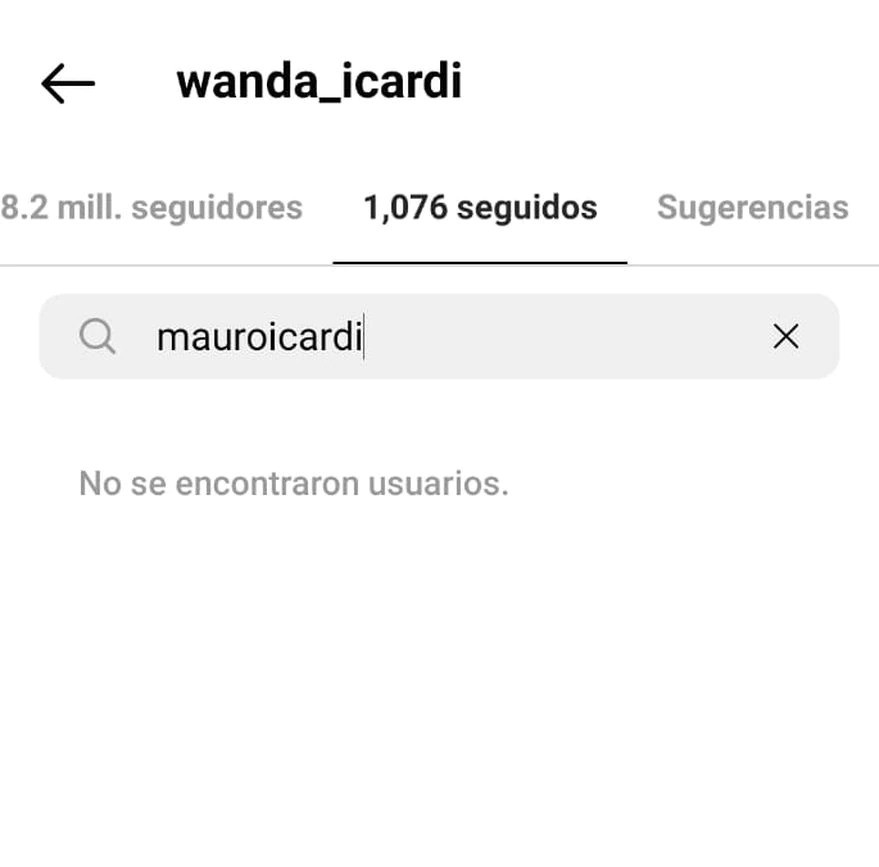 Perfil de Wanda Nara, que mostra que ela deixou de seguir o marido Icardi (Foto: Reprodução/Instagram)