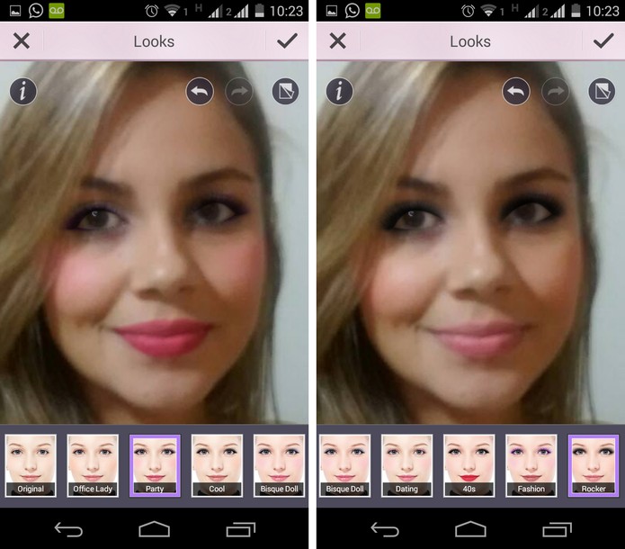 Seleção de looks completos no YouCam Makeup (Foto: Reprodução/ Marcela Vaz)