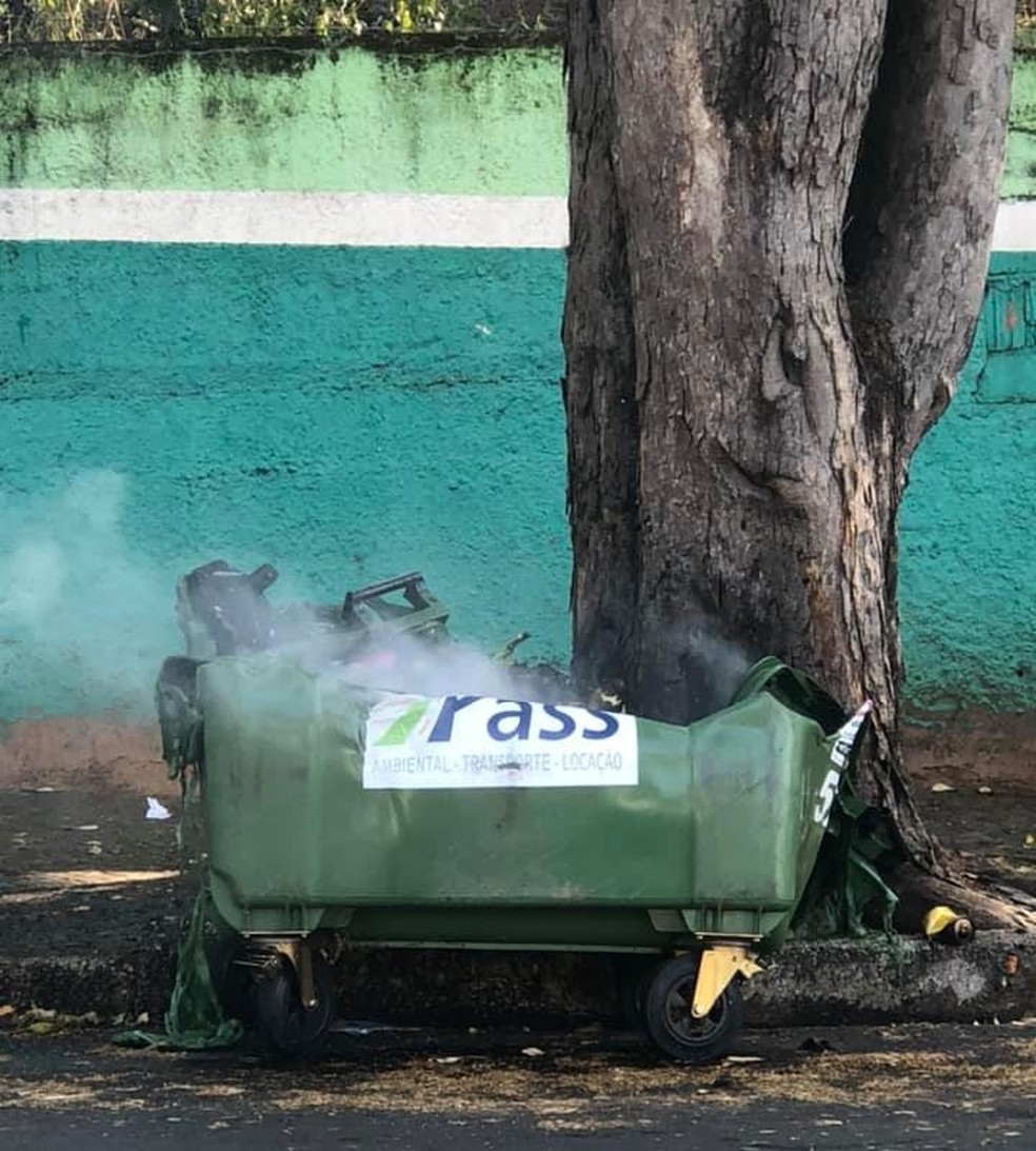 Contêiner que foi incendiado em Nova Odessa: suspeito identificado — Foto: Divulgação/ Prefeitura de Nova Odessa