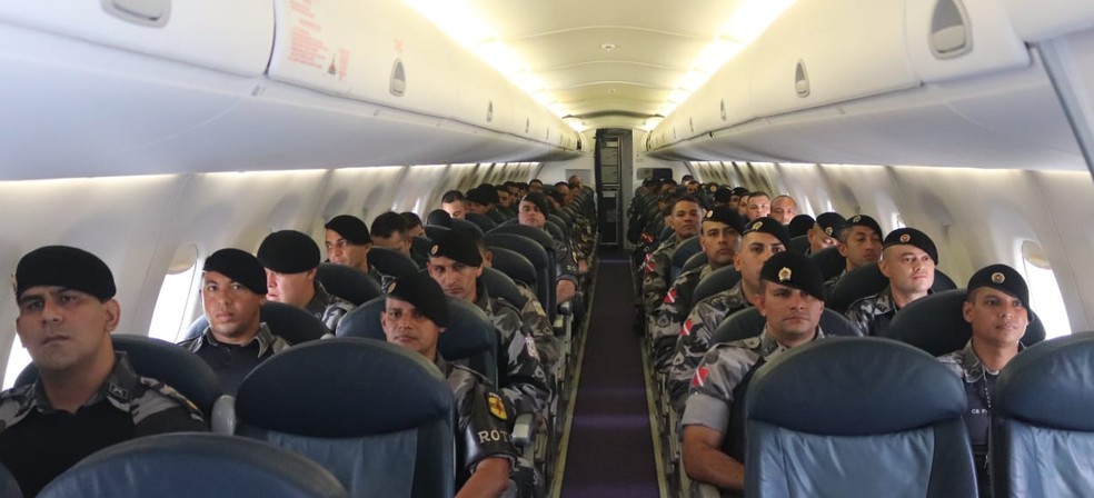 Policiais militares do Pará foram para o Rio Grande do Norte ajudar após ataques criminosos    — Foto:  Nazaré Barra/Segup