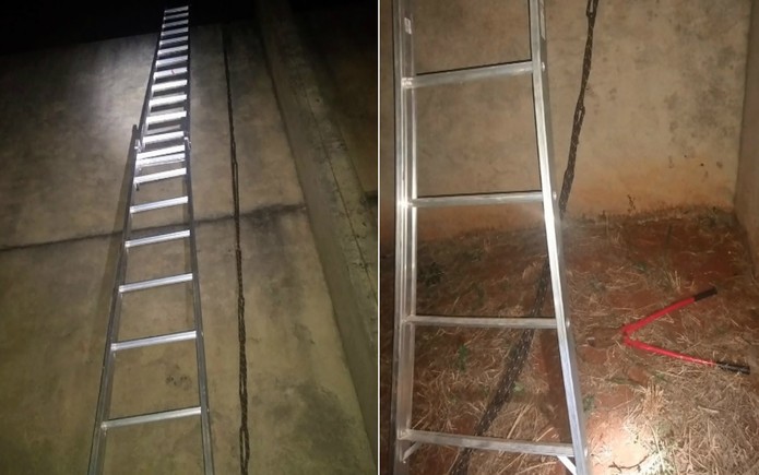 Dupla usou escada, cordas e alicate para invadir a Fundação Casa em Ribeirão Preto — Foto: Reprodução/EPTV