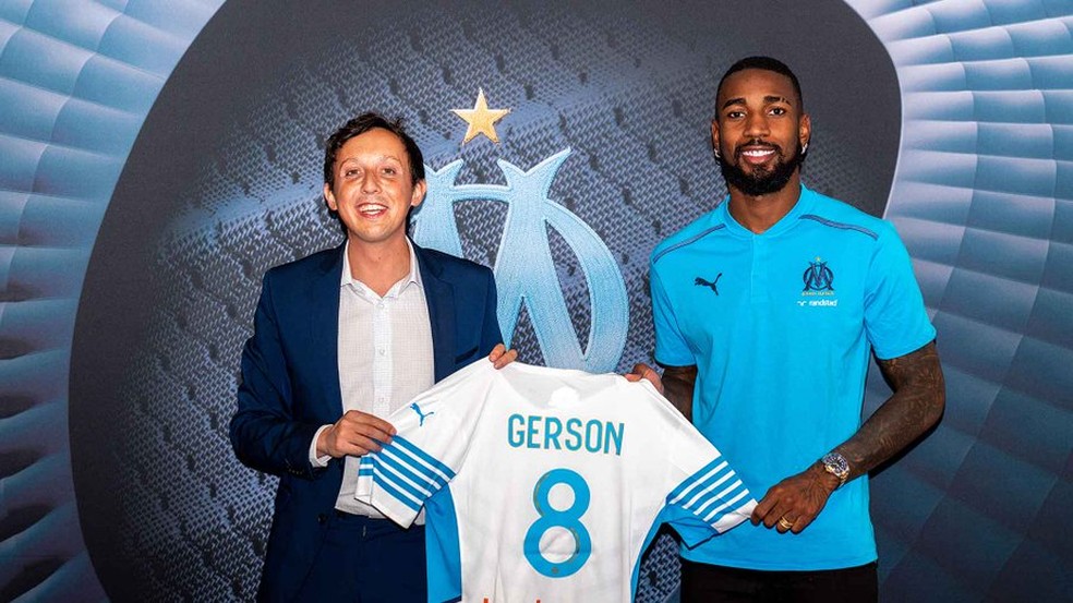 Gerson é apresentado oficialmente no Olympique de Marselha — Foto: Site oficial do Olympique