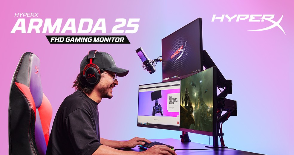 Monitor Armada 25 possui tela de 24,7 polegadas — Foto: Divulgação/HyperX