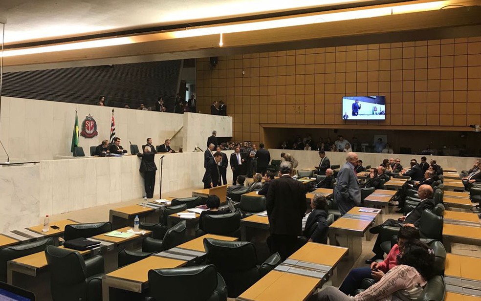 Plenário da Assembleia Legislativa de São Paulo durante votação de PEC que aumenta teto salarial dos servidores públicos do estado (Foto: Lívia Machado/G1)