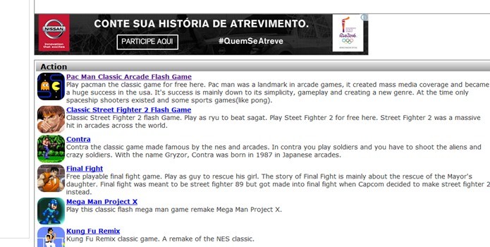 Seleção dos jogos está na página inicial do site (Foto: Reprodução / Dario Coutinho)
