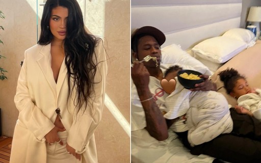 Kylie Jenner mostra momento raro de intimidade de Travis Scott e seus dois filhos