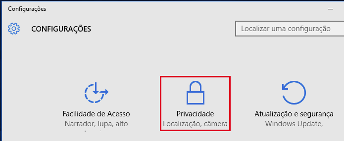 Acessando as configurações de privacidade do Windows 10 (Foto: Reprodução/Edivaldo Brito)