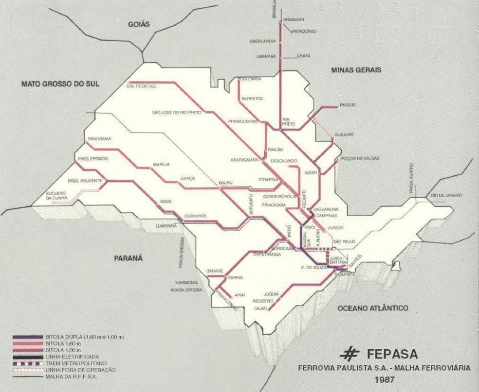 Ferrovia representou desenvolvimento para a região de Presidente Prudente — Foto: Museu e Arquivo Histórico de Presidente Prudente/Reprodução