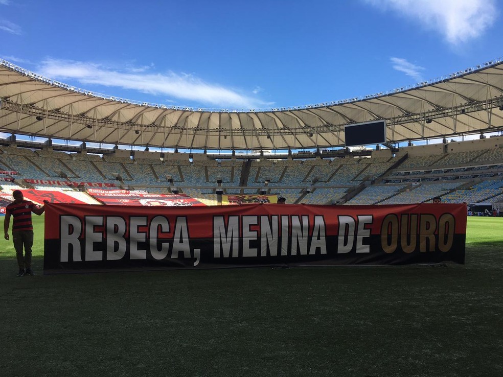Homenagem da torcida do Flamengo para Rebeca Andrade &mdash; Foto: divulga&ccedil;&atilde;o