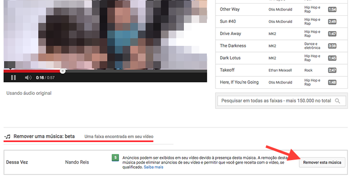 Link para remover uma música protegida por direitos autorais de um vídeo no YouTube (Foto: Reprodução/Marvin Costa)