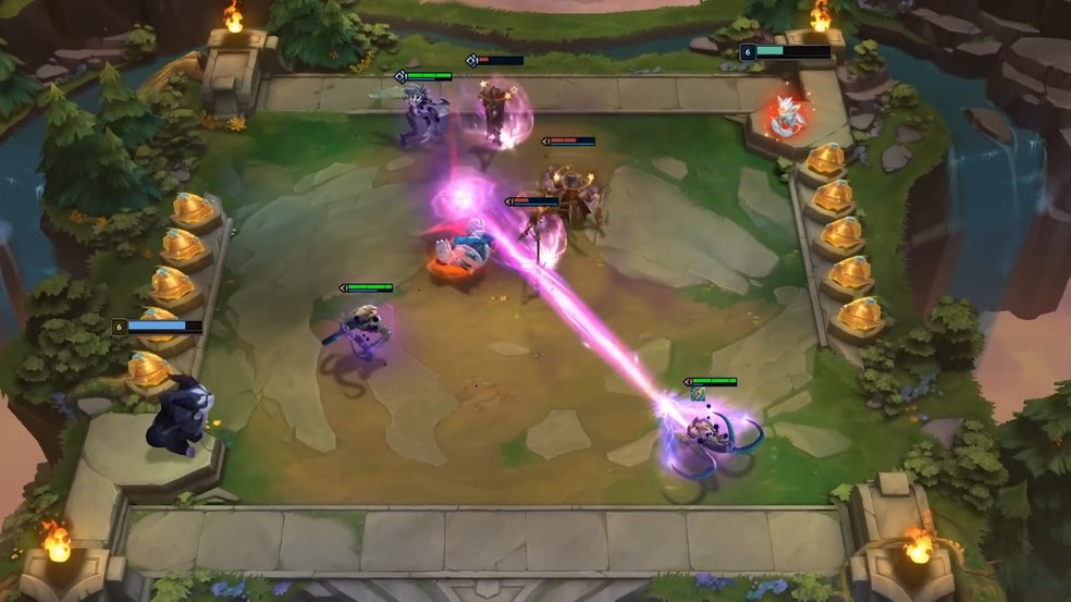 TFT Mobile: batalha entre jogadores acontece no meio da arena — Foto: Divulgação/Riot Games