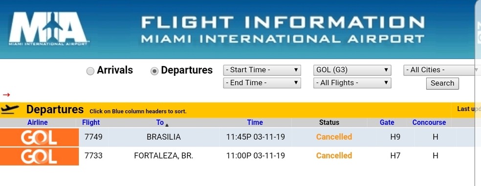 Voos do modelo 737 MAX 8 cancelados em Miami — Foto: Reprodução