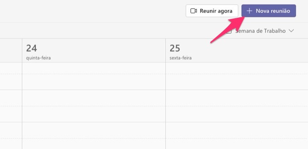 Como agendar uma reunião no Microsoft Teams? Imagem mostra como iniciar o processo — Foto: Reprodução/Marvin Costa