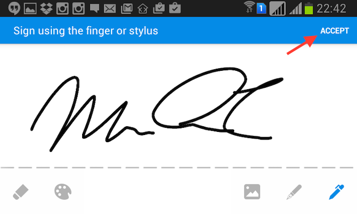 Definindo uma assinatura no SignEasy para Android (Foto: Reprodução/Marvin Costa)