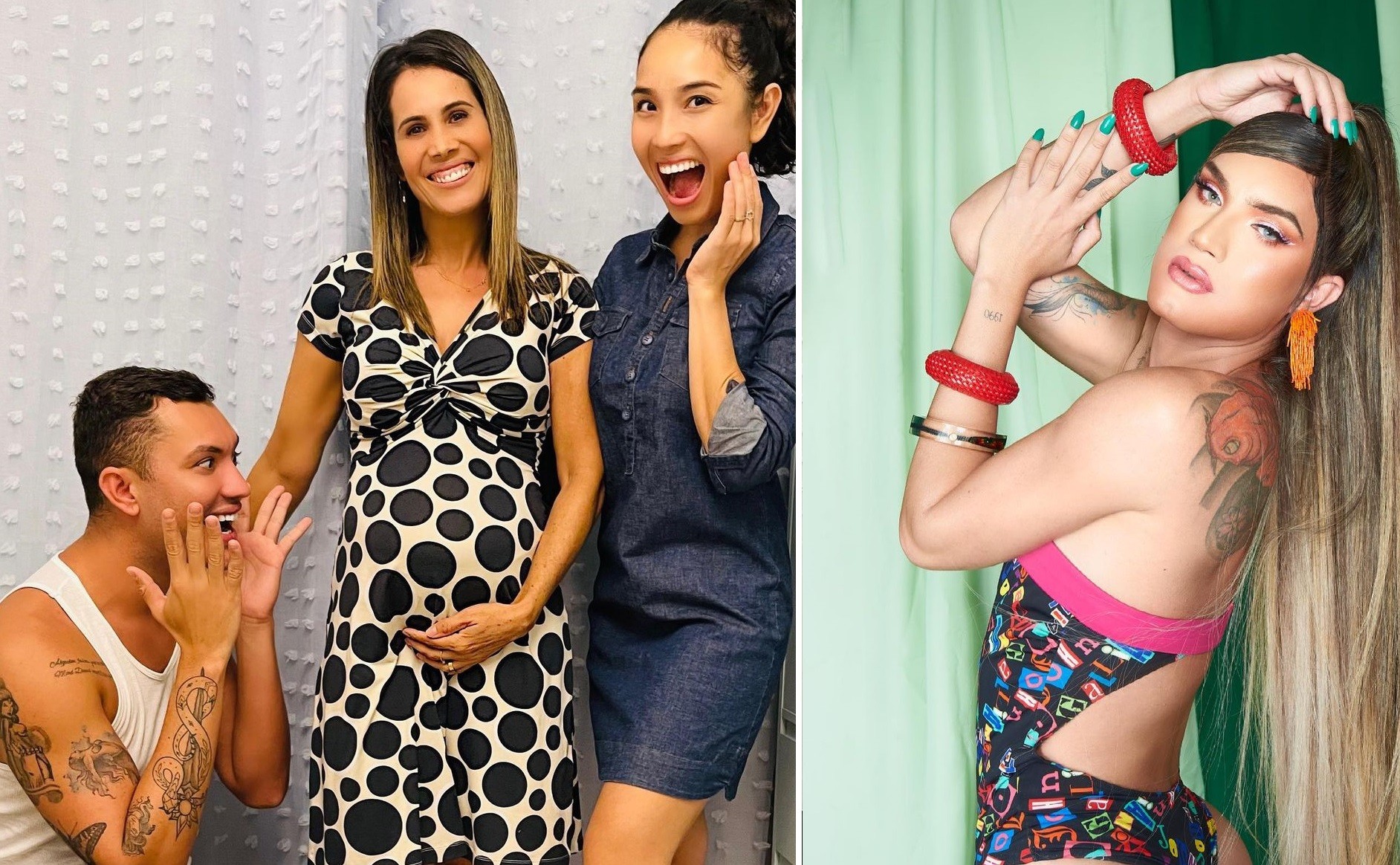 Aretuza Lovi com a mãe, Sônia, e  irmã, Camila, comemoram notícia de gravidez  (Foto: Reprodução/Instagram)