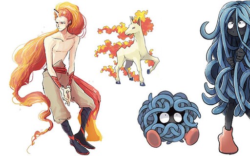 Arte imaginando Pokémons inspirados em vários elementos da cultura