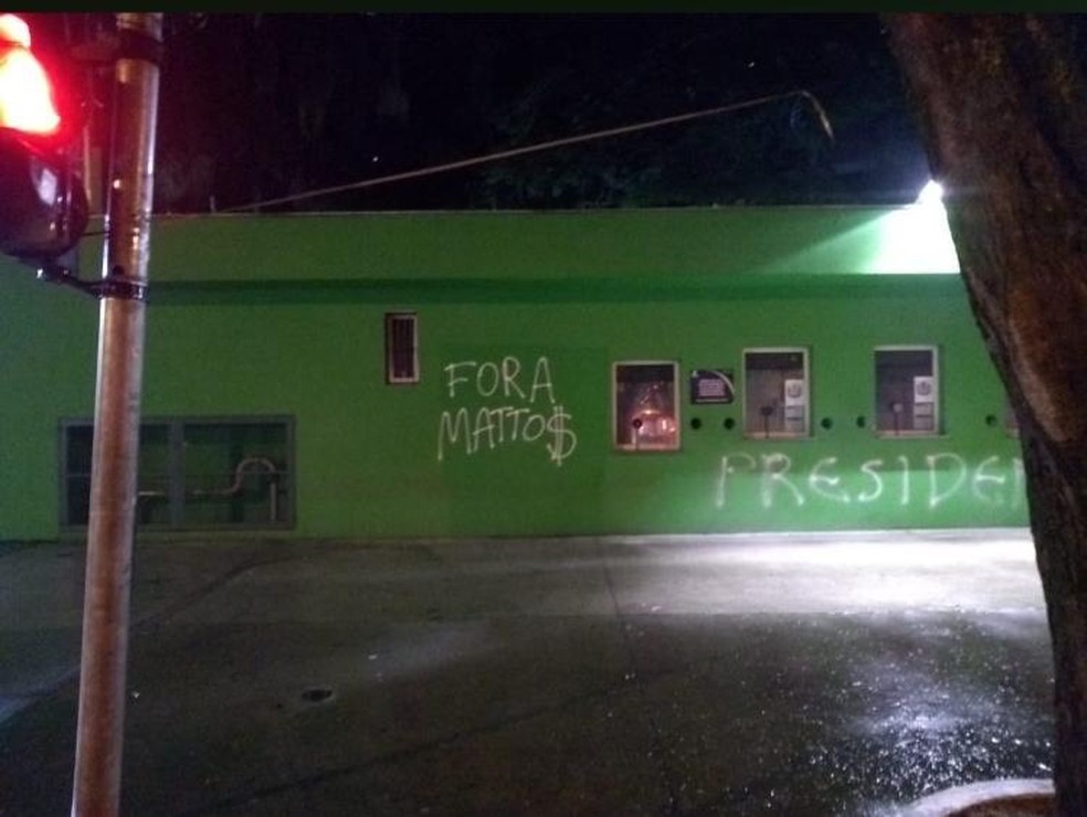 Muro pichado arena Palmeiras — Foto: Reprodução