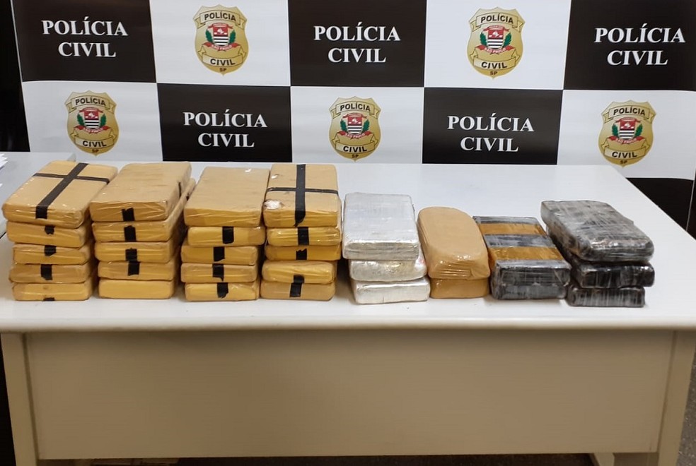Tijolos de cocaína são encontradas dentro de caminhão que seguia para Santos (SP), em estrada de Avaré (SP) — Foto: Polícia Civil