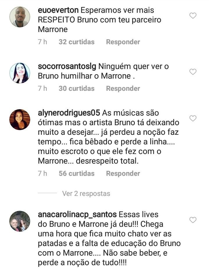 Fãs criticam Bruno por atitude com Marrone (Foto: Reprodução / Instagram)