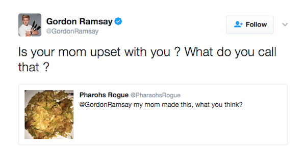 O chef Gordom Ramsay avaliou os pratos de seus seguidores (Foto:  Twitter)