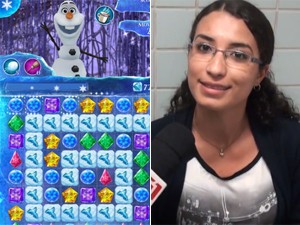 Jéssica Gomes Capiri, 21 anos, é fã de 'Frozen Free Fall' (Foto: Reprodução/G1)