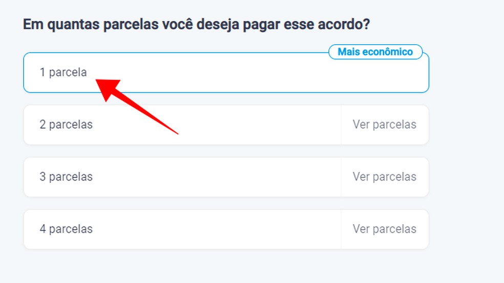 Escolha a forma de pagamento da negociação — Foto: Reprodução/Paulo Alves