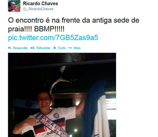 Ricardo Chaves comemora título do Bahia no Twitter (Foto: Reprodução/Twitter)