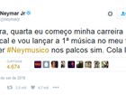Neymar anuncia no Twitter início de 'carreira musical'