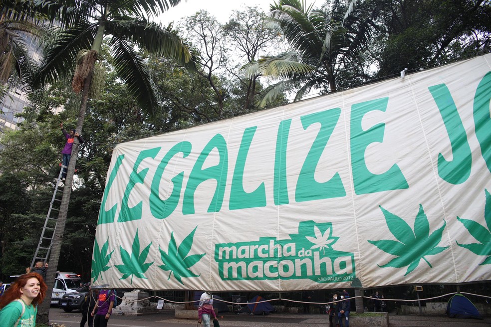 Marcha da Maconha neste sábado (11) em São Paulo. — Foto: DANILO M YOSHIOKA/FUTURA PRESS/ESTADÃO CONTEÚDO