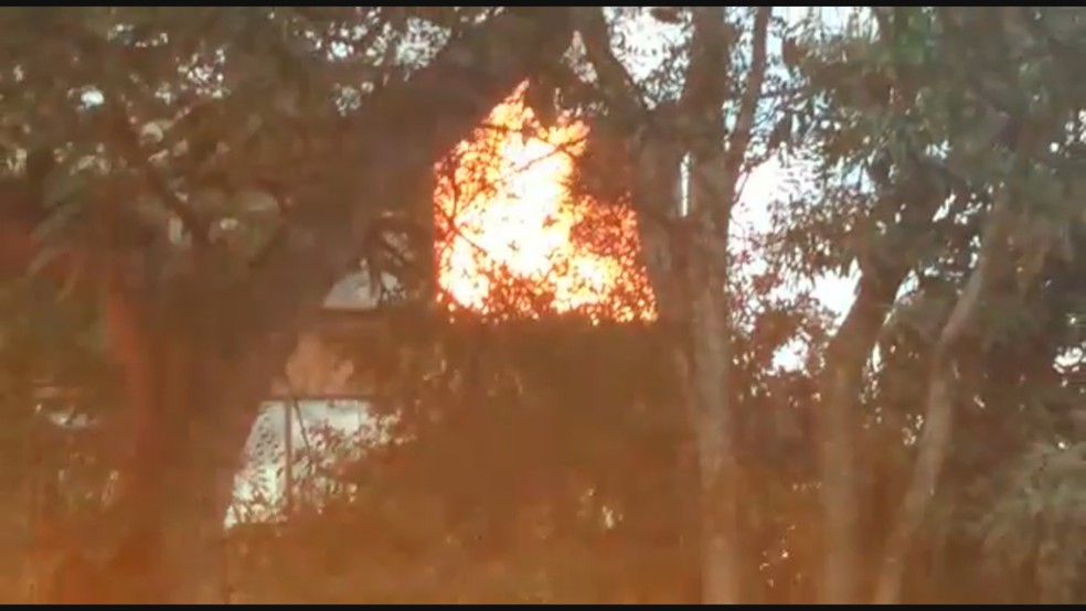 Apartamento pega fogo na Asa Norte, em Brasília  — Foto: TV Globo/Reprodução