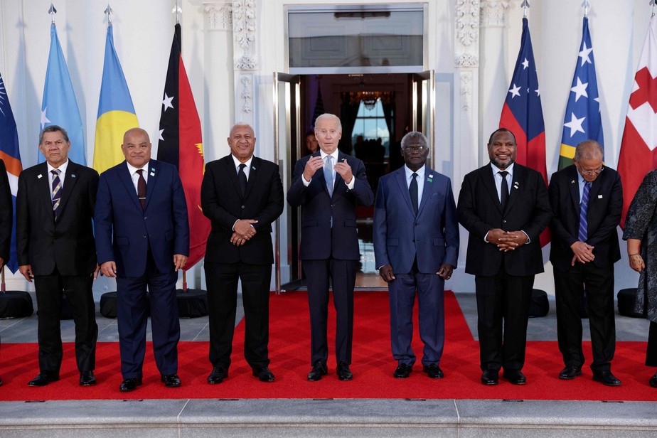 Presidente dos EUA, Joe Biden, com líderes das nações insulares do Pacífico Sul