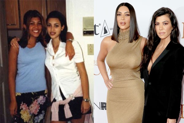 Kourtney Kardashian com Kim, aos 17 anos, e em 2017 (Foto: Getty Images/Reprodução Instagram)