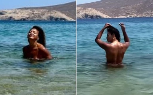 Sheron Menezzes faz topless em praia da Grécia; vídeo