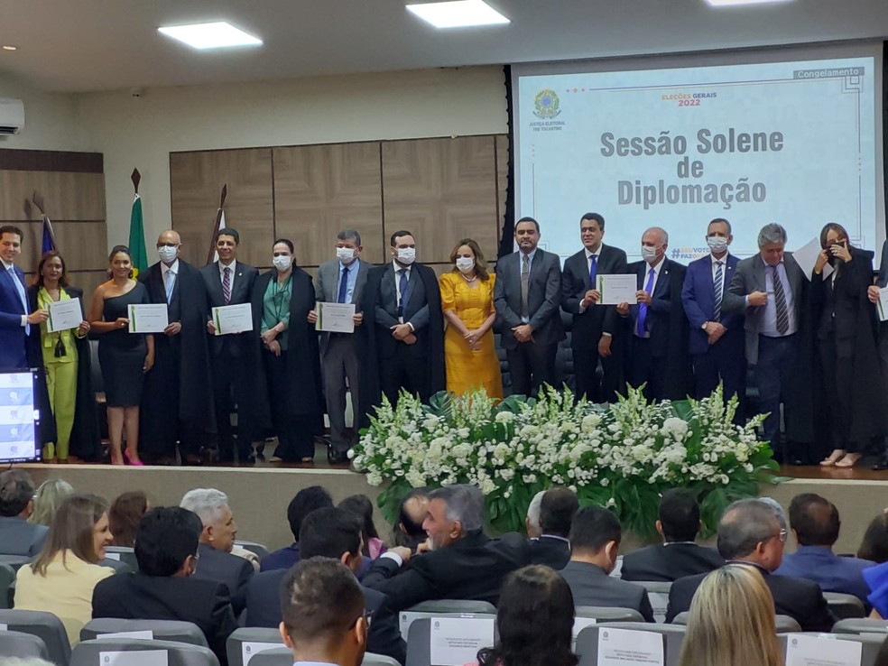 Eleitos no Tocantins em 2022 são diplomados em cerimônia no TRE-TO — Foto: Arthur Girão/g1 Tocantins