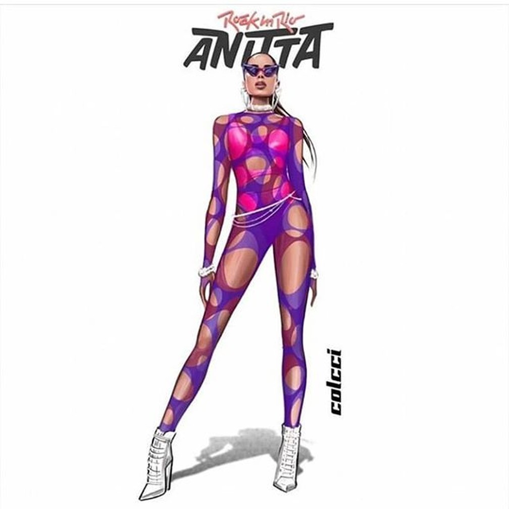 Croqui de um dos looks de Anitta no Rock in Rio 2019 — Foto: Reprodução/Instagram