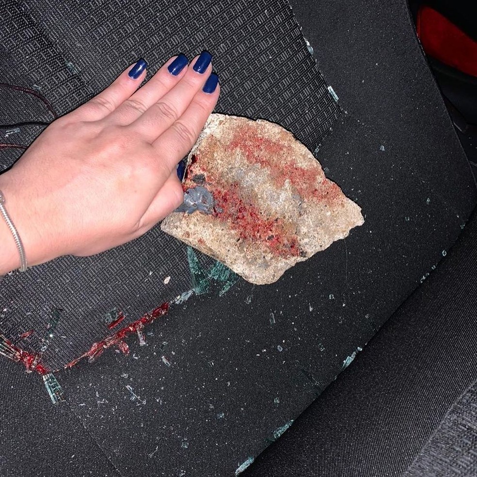 Pedra jogada contra cabeça de estudante de medicina em RO — Foto: Polícia Civil/Divulgação