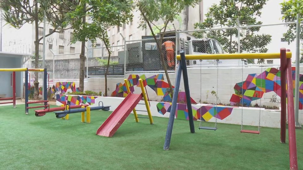 Área de lazer na Vila Reencontro - Anhangabaú — Foto: Reprodução/TV Globo