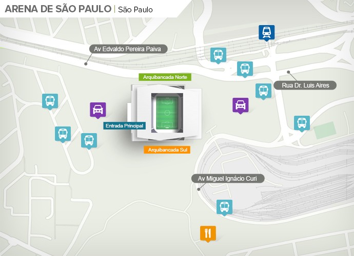 Mapa de acesso às ruas da Arena Corinthians (Foto: Google Maps / Infografia GloboEsporte.com)