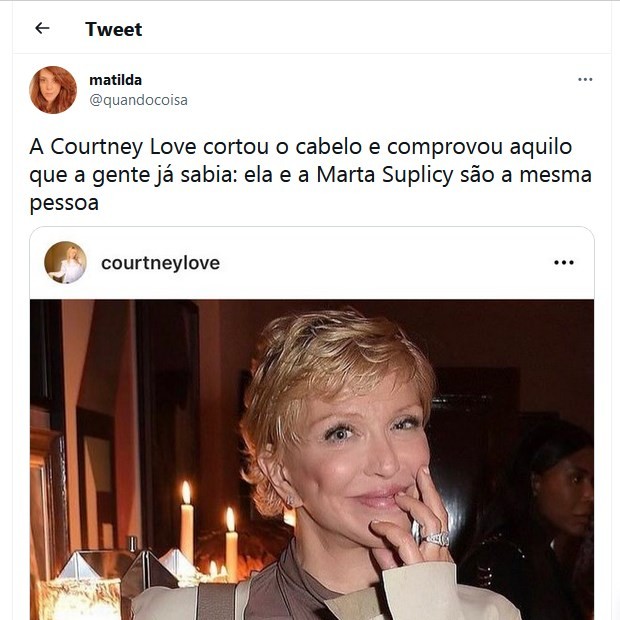 Courtney Love é comparada a Marta Suplicy (Foto: Reprodução/Twitter)