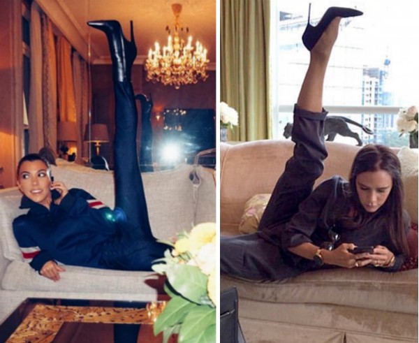 A brincadeira de Kourtney Kardashian com a pose característica de Victoria Beckham (Foto: Instagram)