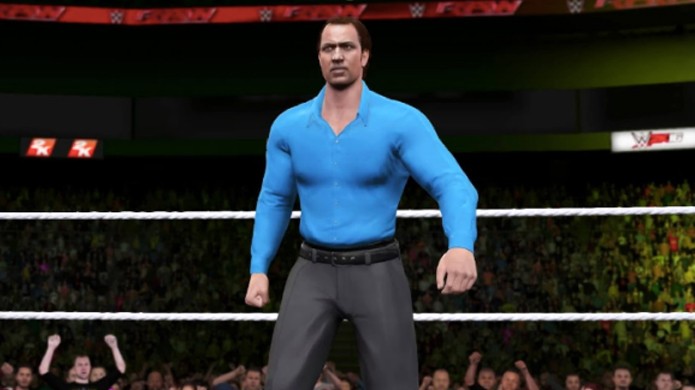 Apesar de não tão parecido, o lutador baseado em Nicolas Cage no WWE 2K16 quebra um galho (Foto: Reprodução/Kotaku)