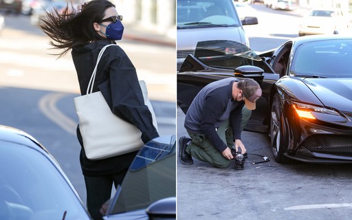 Kendall Jenner fica a pé após Ferrari de R$ 2,7 milhões furar pneu