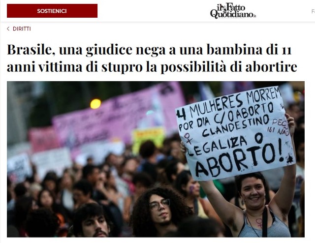Caso do aborto negado à criança repercute na imprensa internacional
