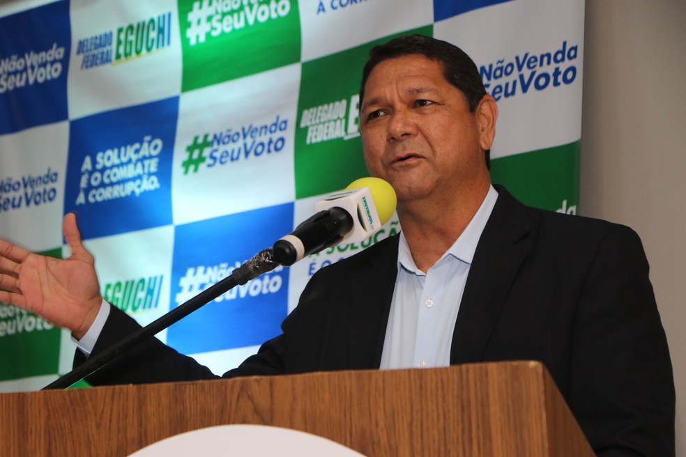 Delegado Federal Eguchi é o candidato do Patriota para a Prefeitura de Belém. — Foto: Elivaldo Pamplona/O Liberal
