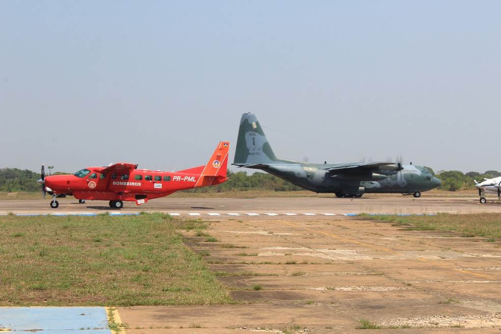 Aeronaves usadas no combate das queimadas em RO â Foto: 17Âª Brigada/DivulgaÃ§Ã£o