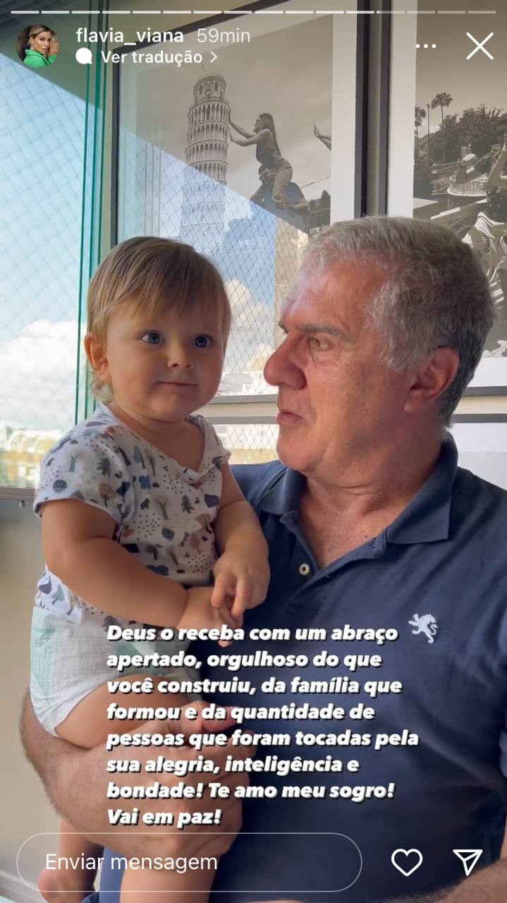 Flávia Viana lamenta morte do sogro, João, nas redes sociais (Foto: Reprodução / Instagram)
