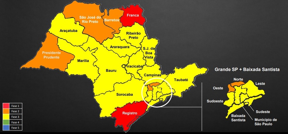 Estado mantém Vale do Paraíba e região bragantina na fase amarela do Plano SP - 14/08 — Foto: Governo de SP/Divulgação