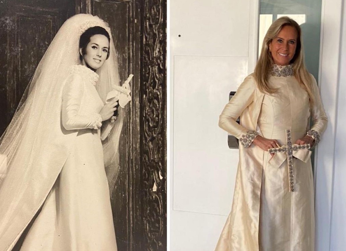 Helô Pinheiro resgata vestido de noiva usado há 55 anos (Foto: Reprodução/Instagram)