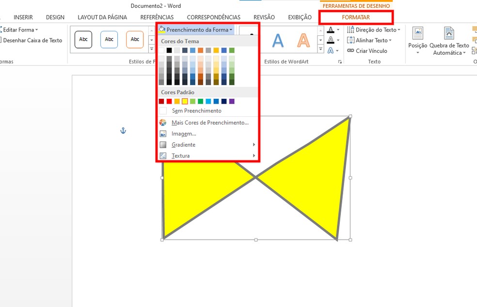 É possível mudar as cores do desenho no Word — Foto: Reprodução/Rodrigo Fernandes